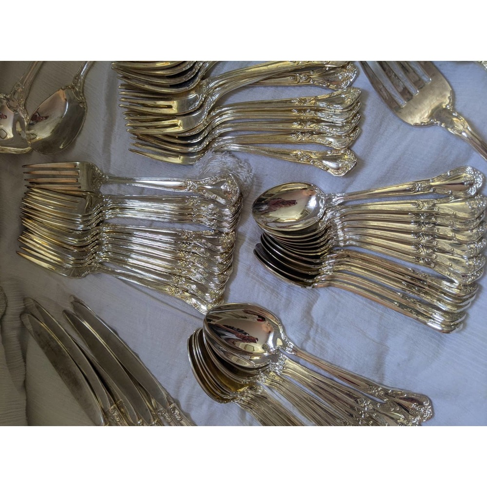 GODINGER GRAND MASTER! 65 PIECE HEAVY SILVERPLATE FLATWARE SERVICE FOR 12 - Picture 10 of 12